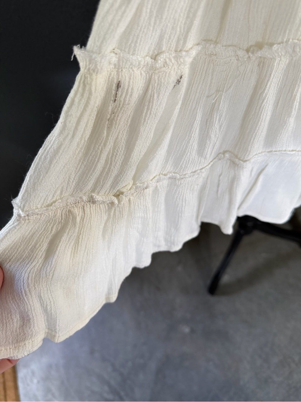 Free People Cloud Boho Tiered Ruffle Mini Dress in Cream - Picture 7 of 12
